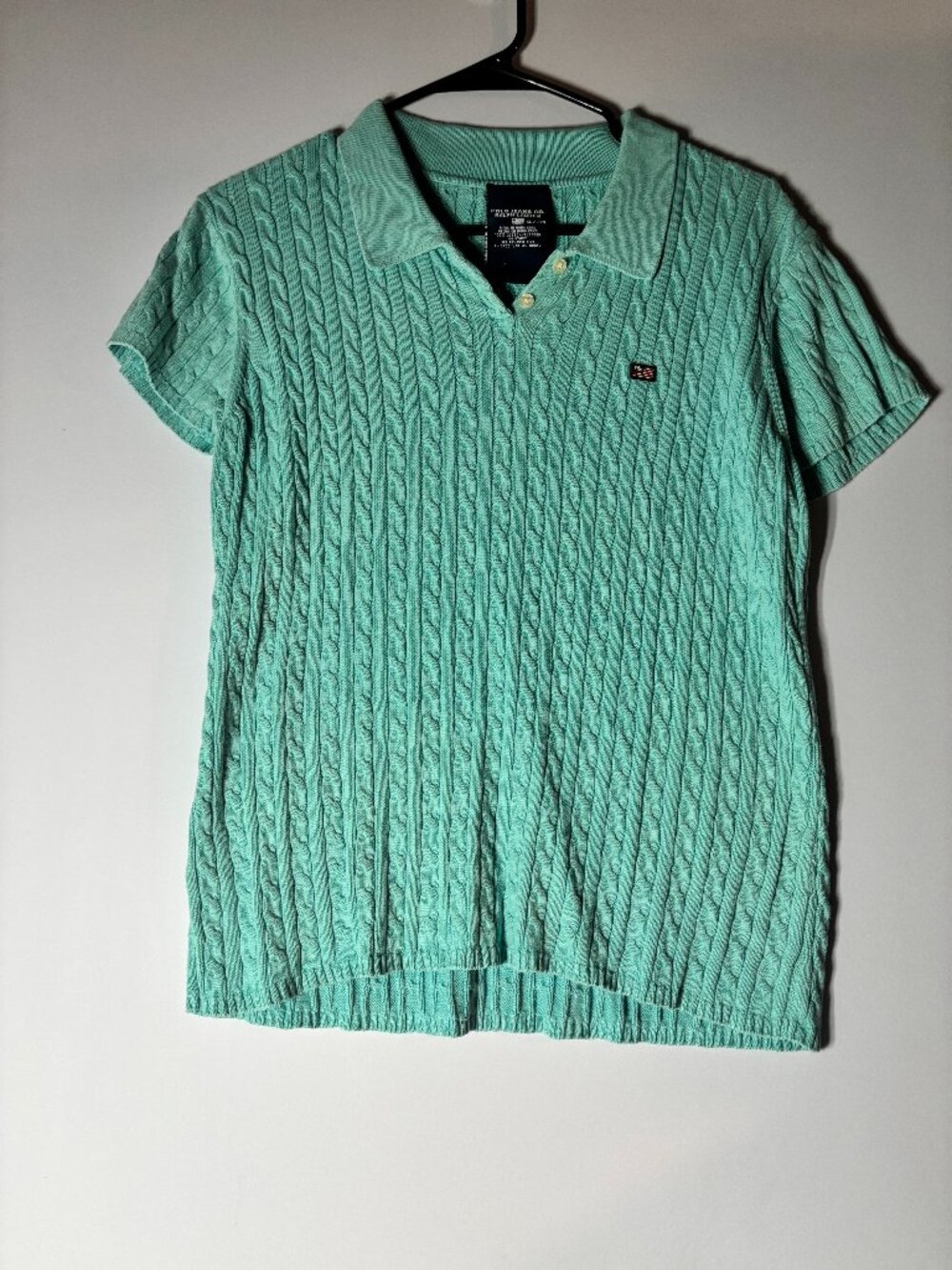 Polo Jeans Co Ralph Lauren Green Cable Knit Polo Shirt Size XL